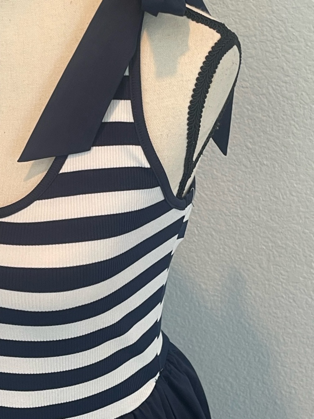 Striped Top Navy Tie-Shoulder Maxi Dress - Picture 5 of 7